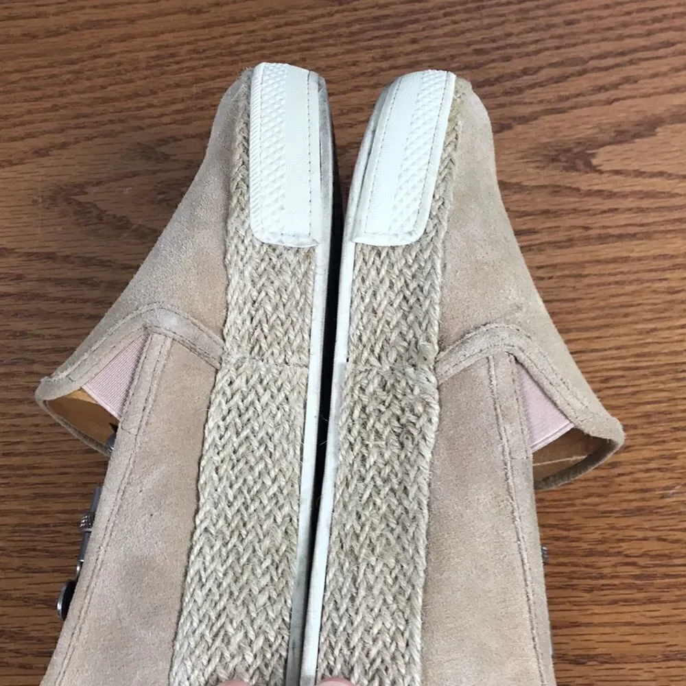 Dolce Vita Leather Flat Loafer Espadrilles in natural tan Suede EUC size 7.5